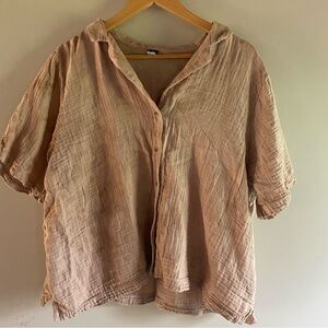 Natural Dye 100% Cotton Button-Front Top
